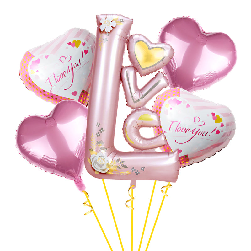 Kit Decoracion Globos Amor Love San Valentin Corazón 7 Piezas