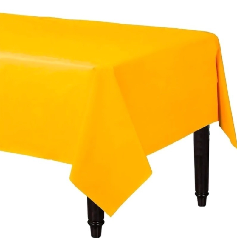 Mantel Rectangular De Plástico Fiesta De Colores - Amarillo