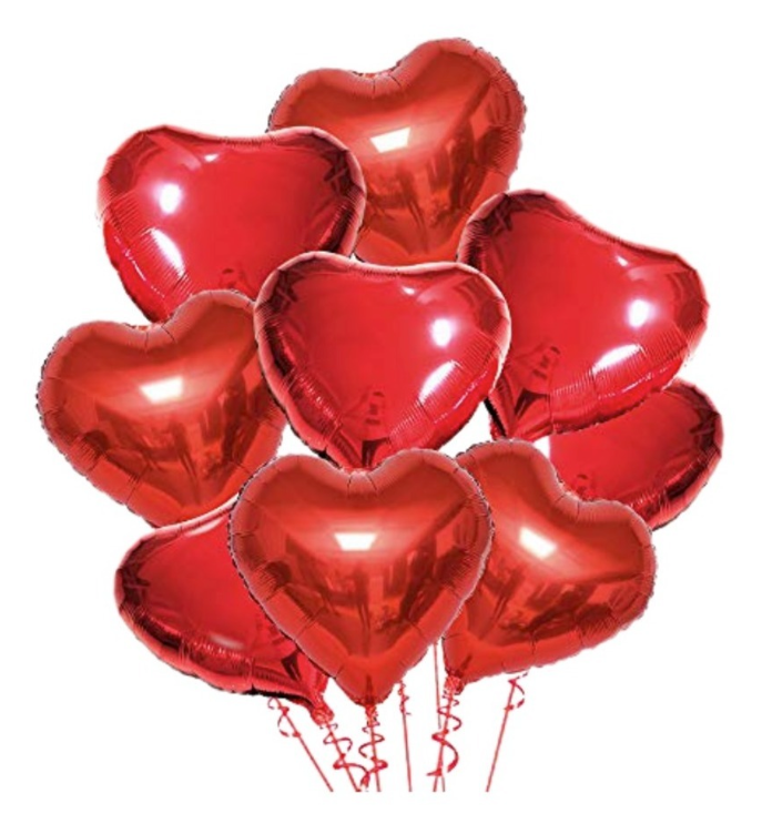 Kit 10 Globos Corazon Rojo 45cm San Valentin Amor Y Amistad