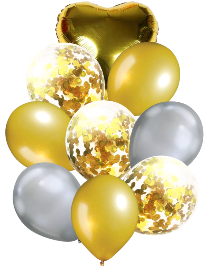 Kit de 9 Globos - Oro con Plata