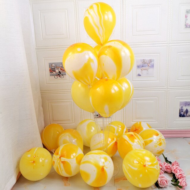 10 globos Marmoleados -AMARILLO-
