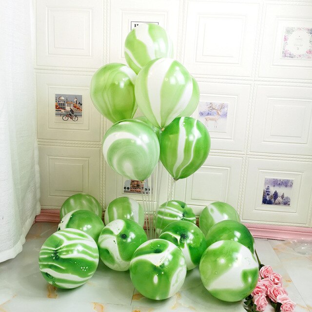 10 globos Marmoleados -VERDE-