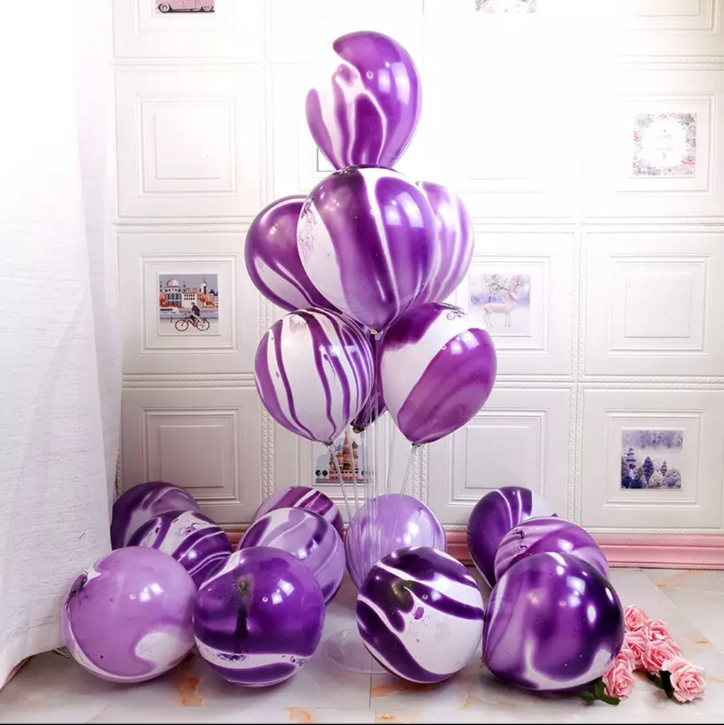 10 globos Marmoleados -MORADO-