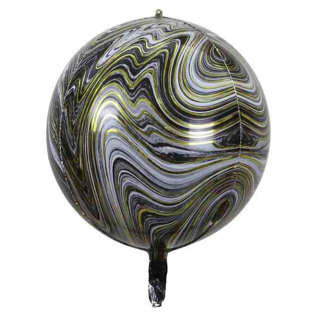 Globos Orbz Mármol Marblez Esfera Metálico - Negro